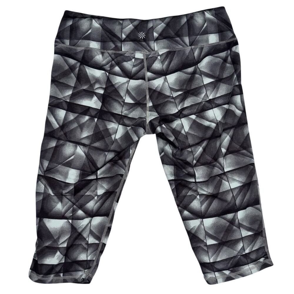 Athleta Sonar Capri Tight Leggings Gray Geometric Women's L - Picture 2 of 6